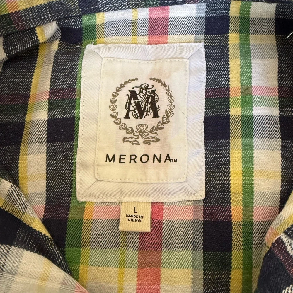 Merona Womens Cotton Plaid Pullover Jacket Size Large - Picture 6 of 7